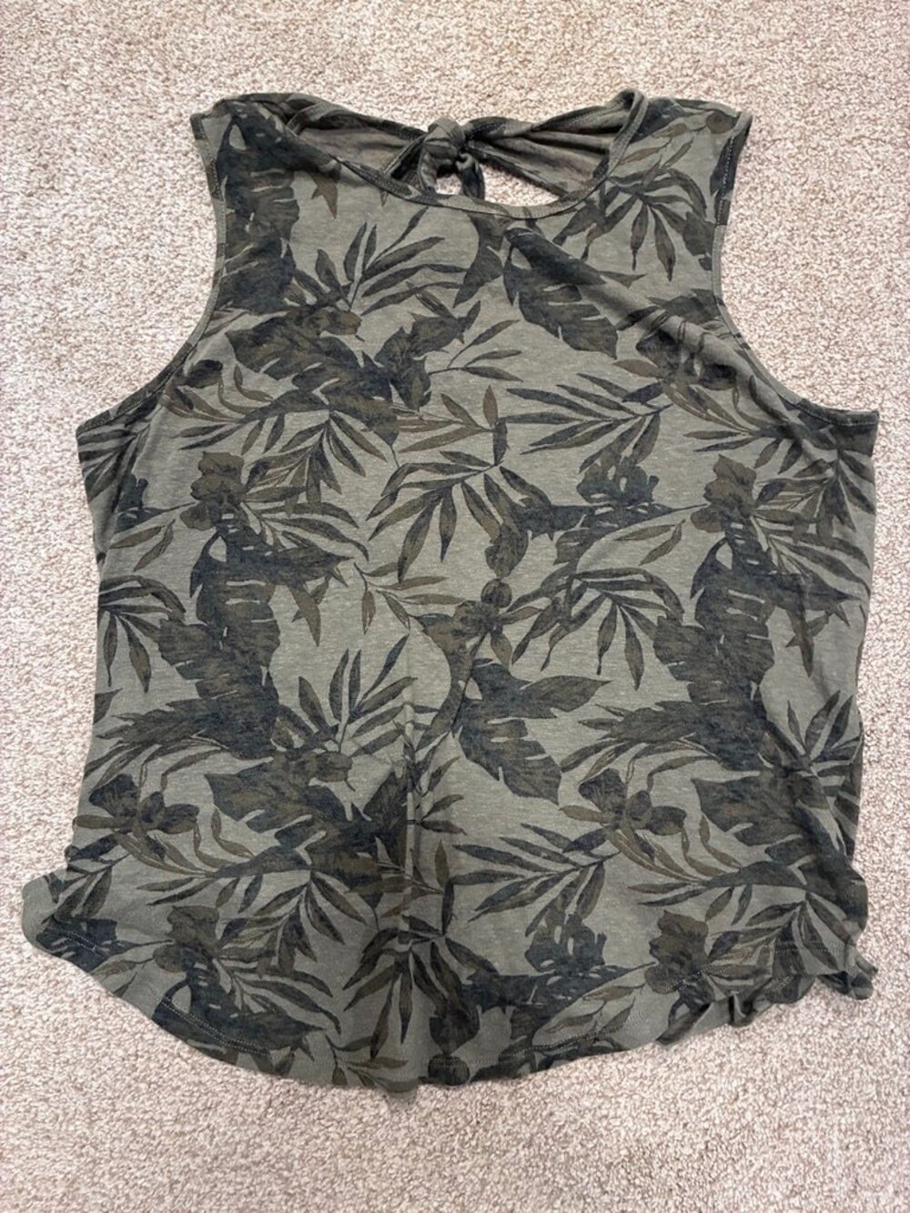 Old Navy Olive Tropical Palm Print Tie Back Tank Top Women's L